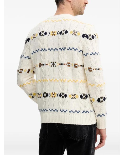 Benetton Natural Cable-Knit Pattern Sweater for men