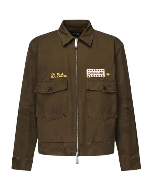 DSquared² Green Zip-Up Jacket With Logo for men