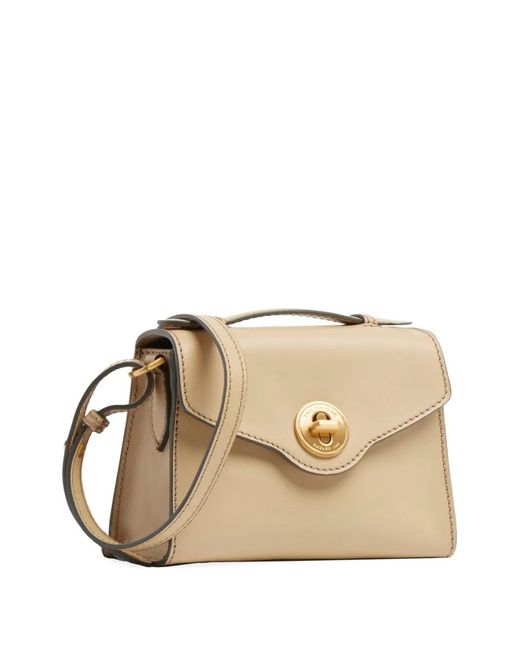 The Bridge Natural Leather Twist-Lock Tote Bag
