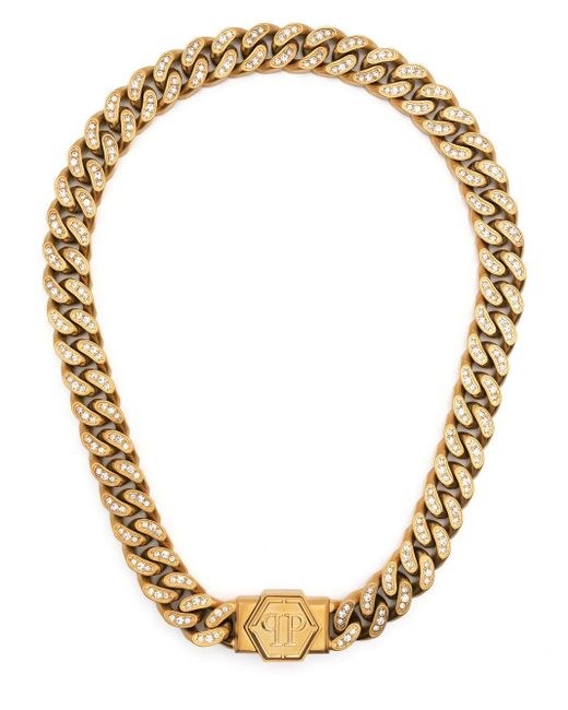 Philipp Plein Metallic Hexagon Curb-chain Necklace for men