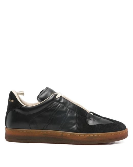 Officine Creative Black Panelled Lace-Up Low-Top Sneakers