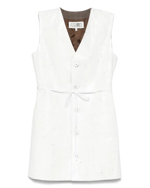 MM6 by Maison Margiela White V-Neck Gilet
