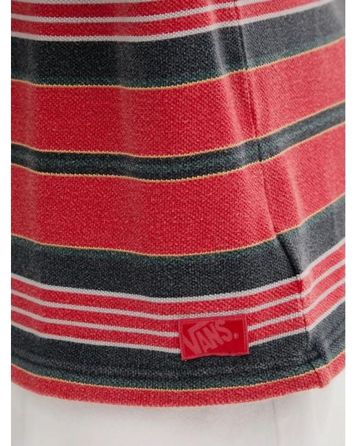 Vans Red Pique Stripe Knit T-Shirt for men