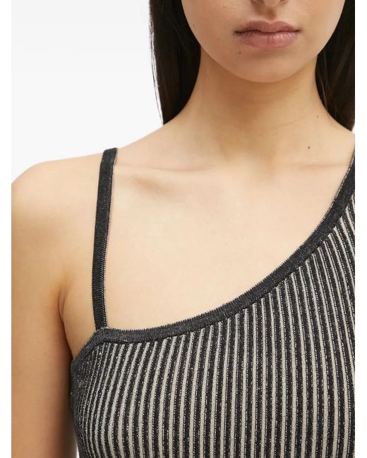 Samsøe & Samsøe Gray Striped One-Shoulder Top