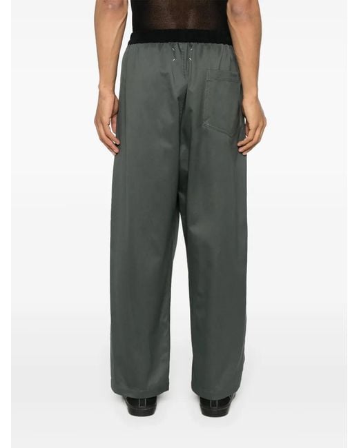 Maison Margiela Gray Pleated Cotton Trousers for men