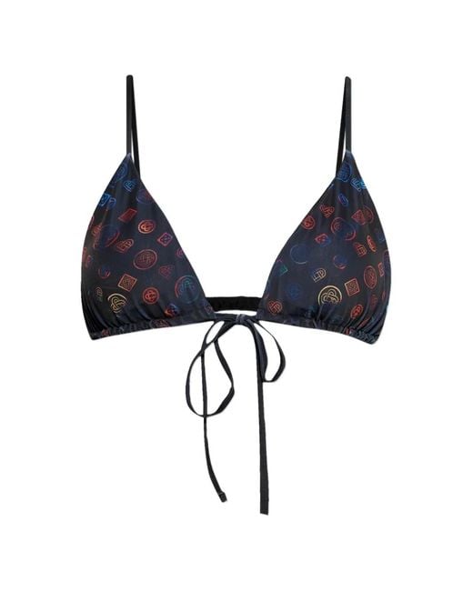 Casablanca Blue Monogram Tie Bikini Top