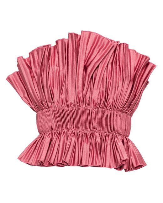L'idée Pink Masquerade Pleated Strapless Top