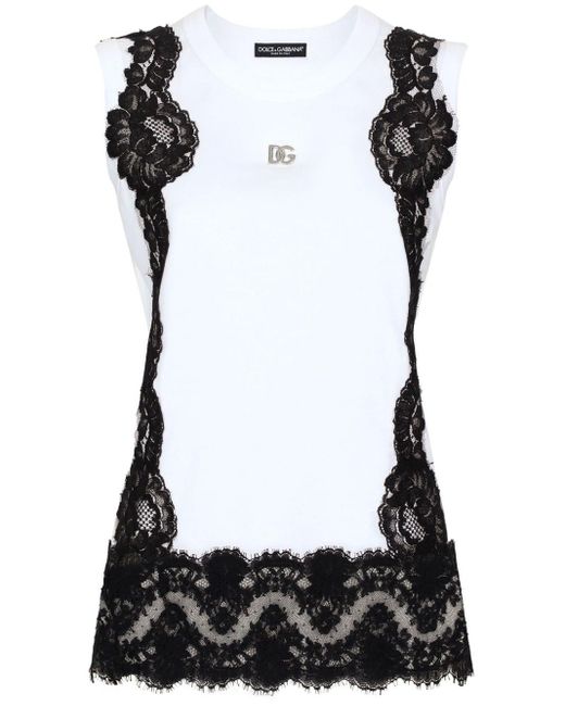 Dolce & Gabbana Black T-Shirt mit Spitze