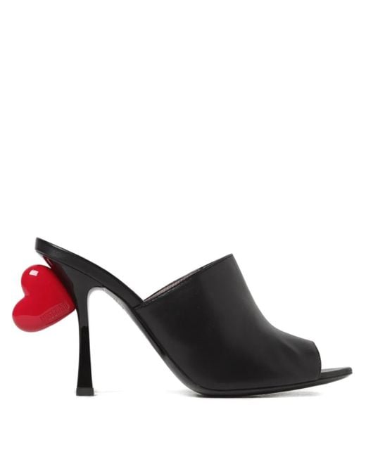 Moschino Black Heart-Detail High- Heel Sandals