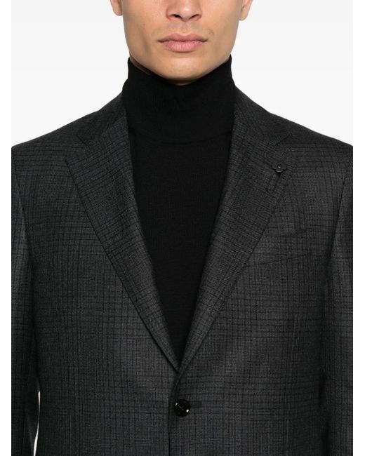 Lardini Black Checked-Pattern Wool Suit for men