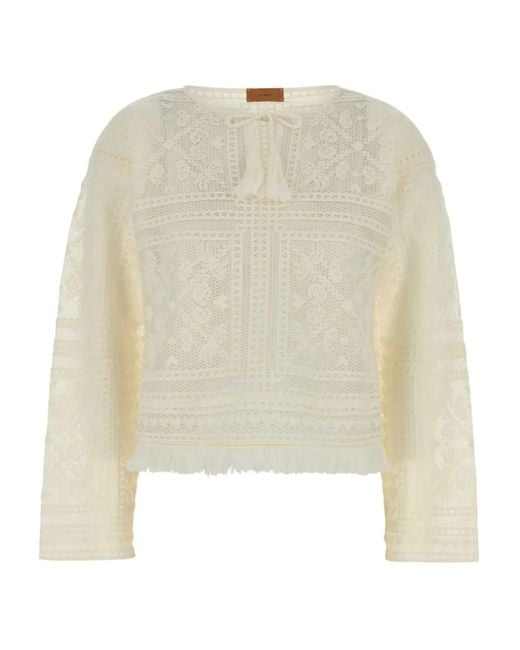 Alanui Natural Crochet Fringed Sweater