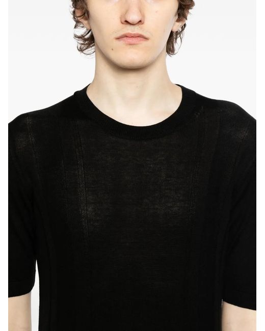 Tagliatore Black Crew-Neck T-Shirt for men