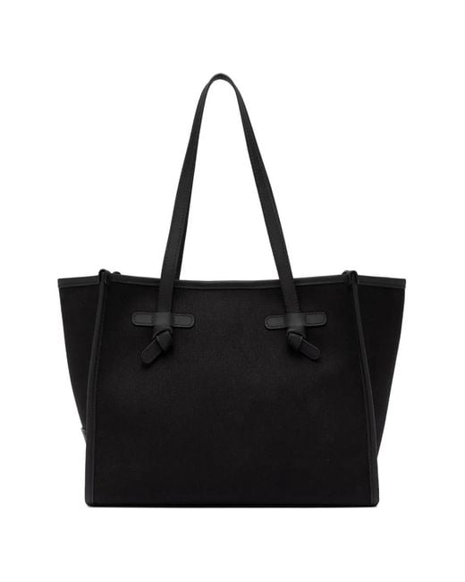 Gianni Chiarini Black Marcella Leather Trim Shopping Tote