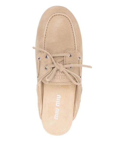 Mules Lacées À Bout Pointu Miu Miu en coloris White