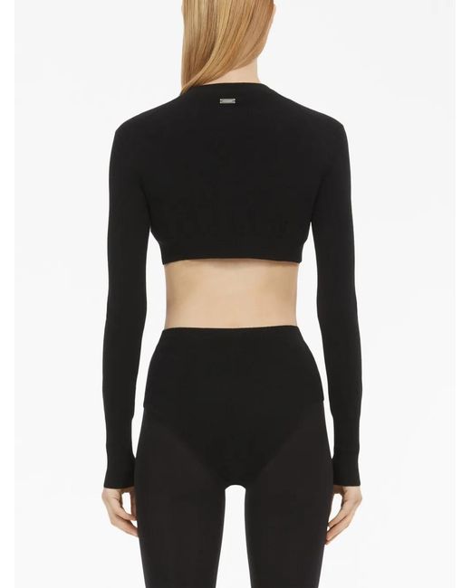 Ferragamo Black Cropped Long-Sleeve Cardigan