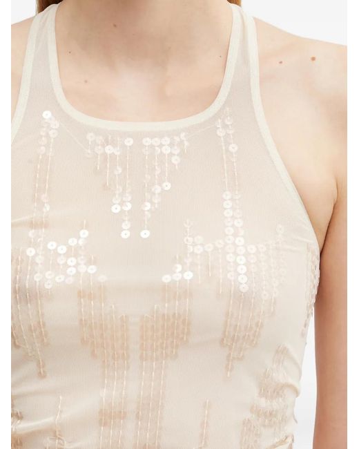 Rick Owens White Sequin-Embellished Semi-Sheer Top