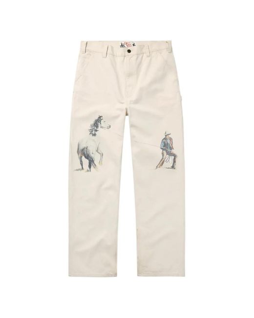 One Of These Days White If Not For The Rest Of Time Graphic-Print Trousers for men