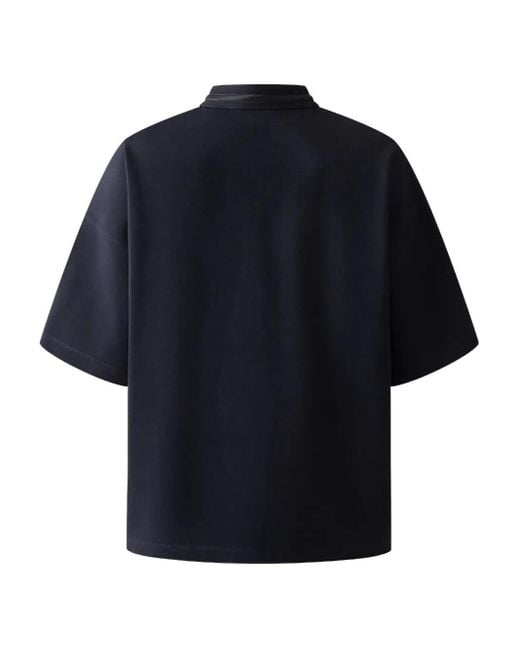 Shanghai Tang Blue Drawstring-Neck Short-Sleeve Top