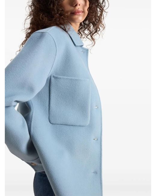 Woolrich Blue Buttoned Wool Over Shirt