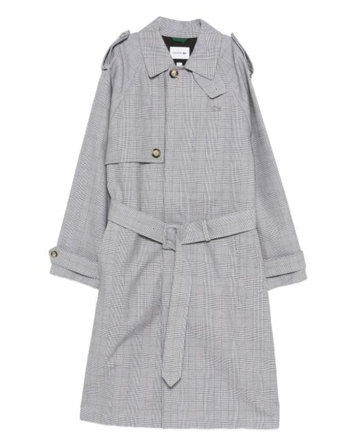 Manteau Ceinturé À Carreaux Lacoste pour homme en coloris Gray