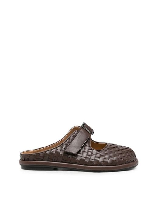 SERGIO MORETTI FIRENZE Brown Woven Buckle-Fastening Slippers