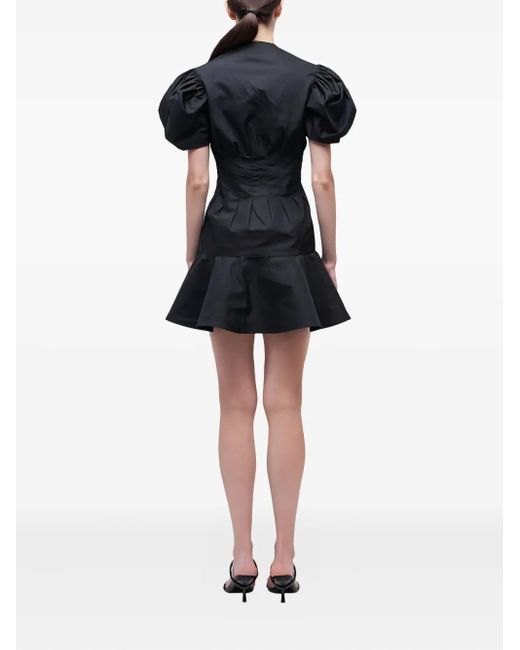 Jonathan Simkhai Black Edwina Puff-Sleeves Mini Dress