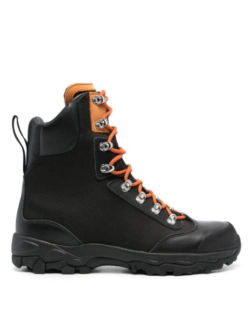 Marcelo Burlon Black Embossed-logo Hiking Boots for men