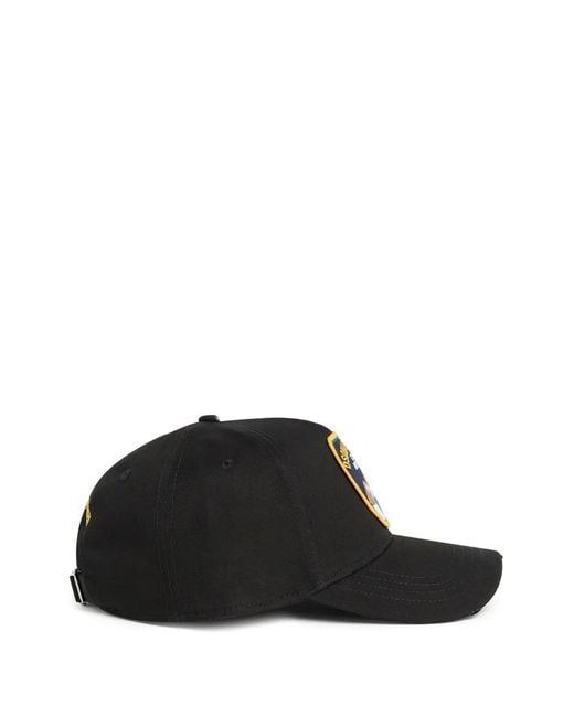DSquared² Black D2 Patch Cap for men