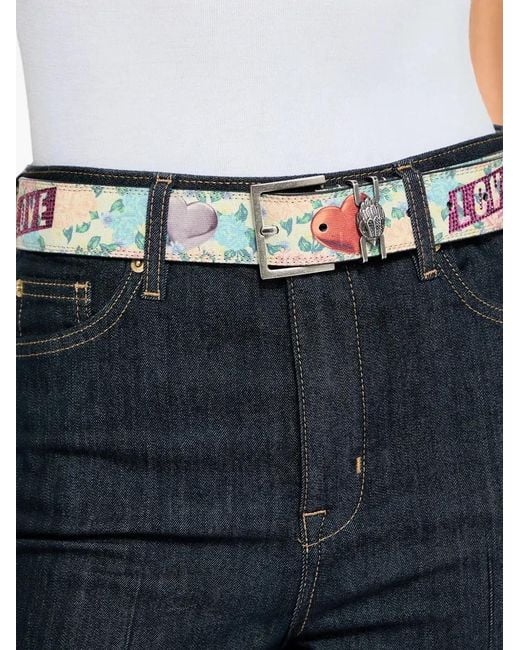 Kurt Geiger White Shoreditch Floral-Print Belt