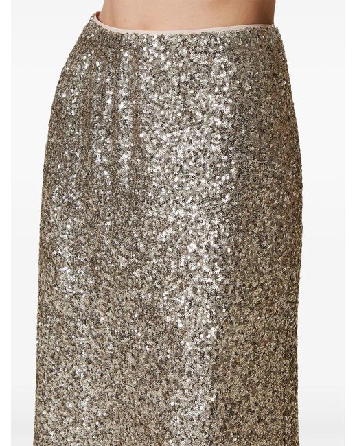 Twinset Gray Sequin-Embellished Maxi Skirt