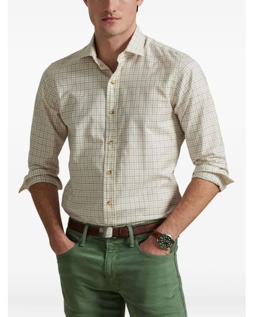 Polo Ralph Lauren White Check-Patterned Button-Up Shirt for men