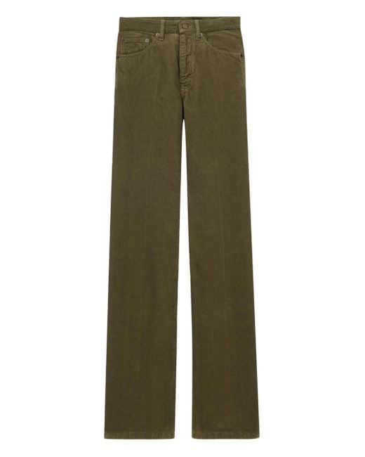 Saint Laurent Katoenen Pantalon Met Vijf Zakken in het Green
