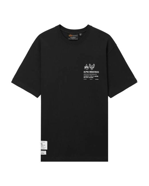 Alpha Industries Black Logo-Print Crew-Neck T-Shirt for men