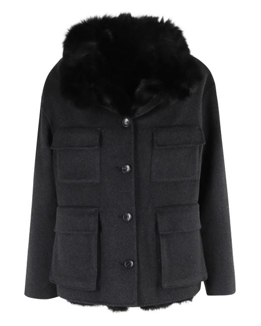 Seventy Black Jacke mit Pelzkragen