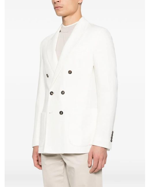 Eleventy White Double-Breasted Blazer for men