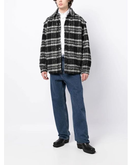 Y. Project Black Textured Stripe-Pattern Shirt Jacket for men