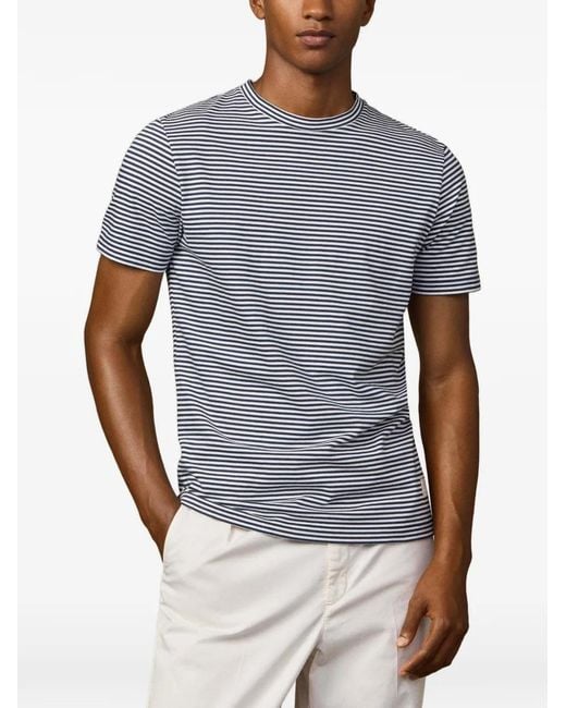 Hackett Gray Stripe-Pattern T-Shirt for men