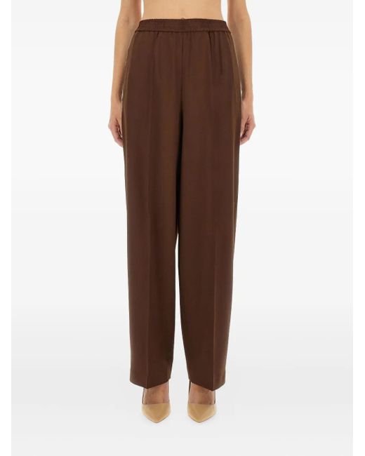 Fabiana Filippi Brown Elasticated-Waistband Wool Trousers