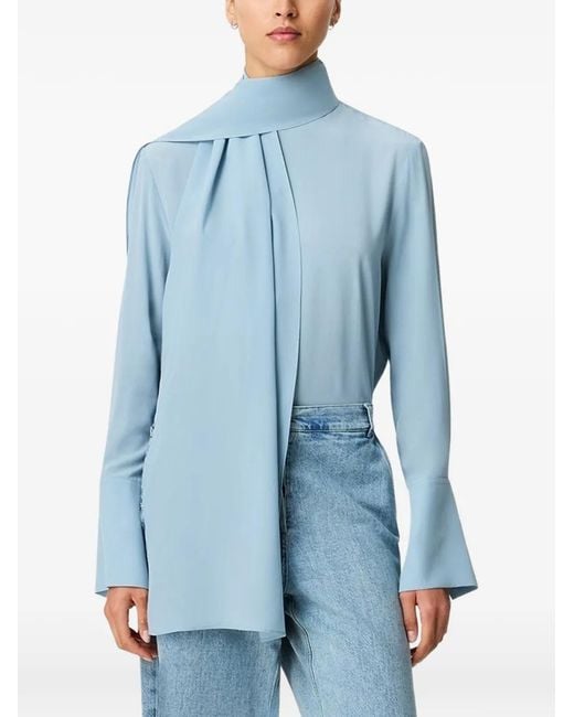 Another Tomorrow Blue Signature-Bow Blouse