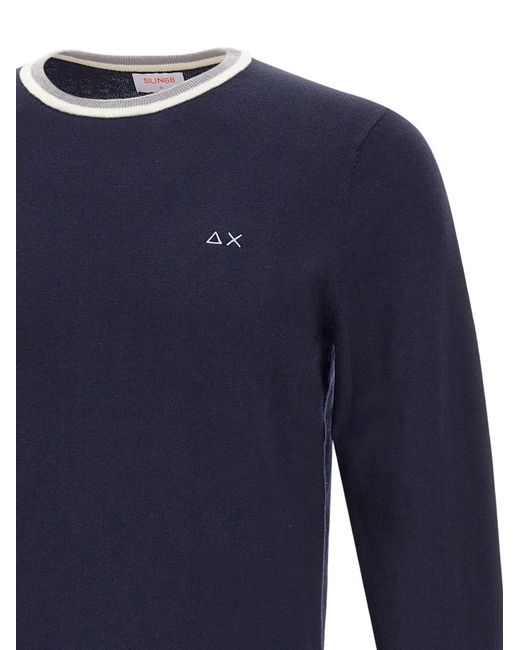 Sun 68 Blue Tipped Crew-Neck Sweater for men
