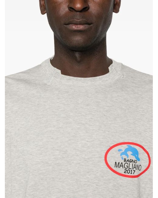 Felpa A Maniche Lunghe Con Logo di Magliano in White da Uomo