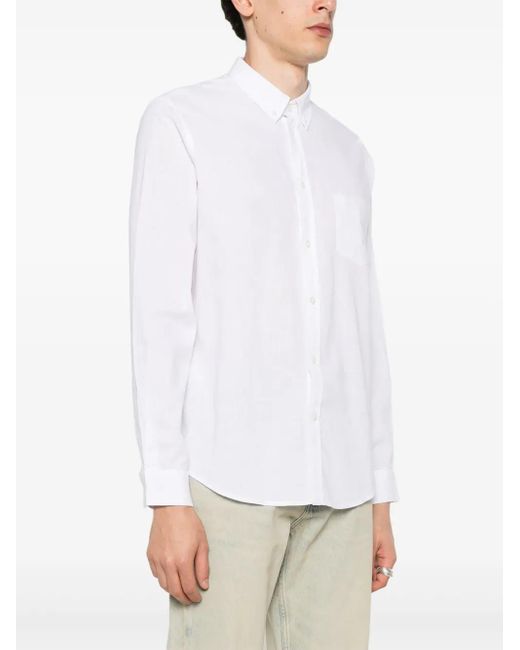 Samsøe & Samsøe White Liam Slub-Texture Shirt for men