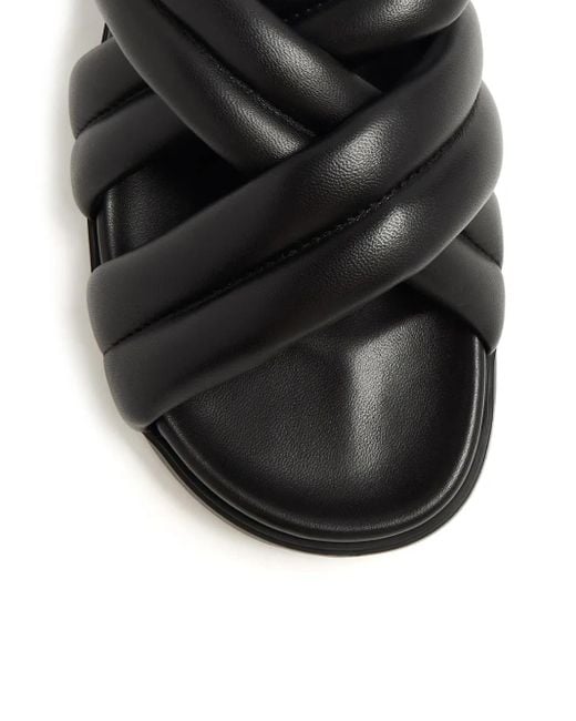 MCM Black Crossover Padded Leather Sandals