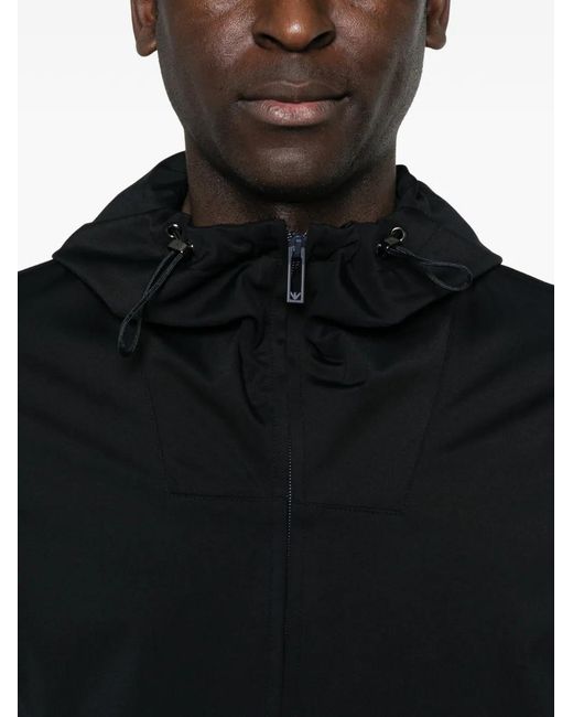 Emporio Armani Black Zip-Fastening Hooded Jacket for men