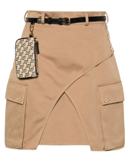 Elisabetta Franchi Natural Cotton Cargo Mini Skirt