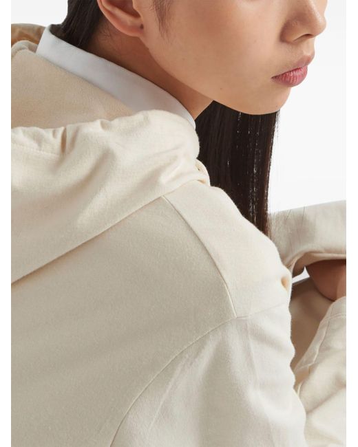 Robe-hoodie à logo triangle Prada en coloris White