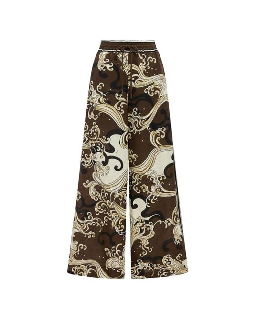 ALÉMAIS Brown Otis Wave-Print Trousers