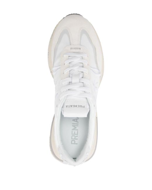 Premiata White Cassie 6717 Crystal-embellished Sneakers