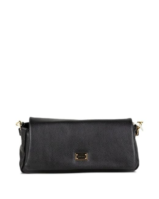 Marc Ellis Black Logo-Plaque Pebbled-Effect Clutch Bag