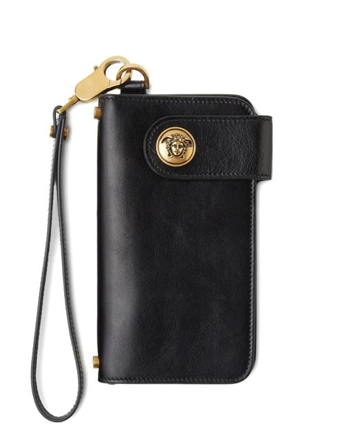 Versace Black Portefeuille Emblème En Cuir